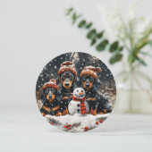 Frohe Weihnachts-Dackel Hunde Snowman Feiertagskarte (Stehend Vorderseite)