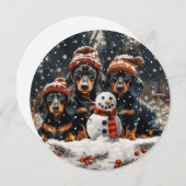Frohe Weihnachts-Dackel Hunde Snowman Feiertagskarte (Vorne/Hinten)