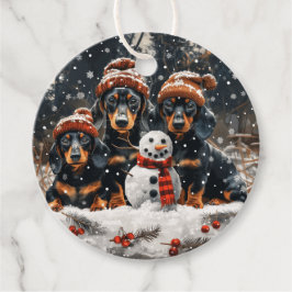 Frohe Weihnachts-Dackel Hunde Snowman Geschenkanhänger