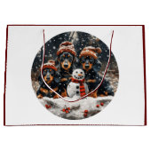 Frohe Weihnachts-Dackel Hunde Snowman Große Geschenktüte (Vorderseite)