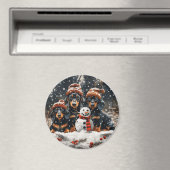 Frohe Weihnachts-Dackel Hunde Snowman Magnet (In Situ (Geschirrspüler))