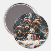 Frohe Weihnachts-Dackel Hunde Snowman Magnet (Vorderseite/Rückseite)