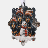 Frohe Weihnachts-Dackel Hunde Snowman Ornament Karte (Linke Ecke)