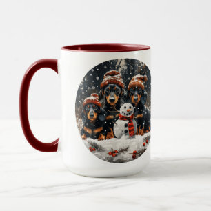 Frohe Weihnachts-Dackel Hunde Snowman Tasse