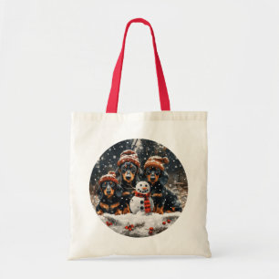 Frohe Weihnachts-Dackel Hunde Snowman Tragetasche