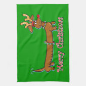 Frohe Weihnachts-Dackel Küchentuch (Vertikal)