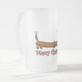 Frohe Weihnachts-Dackel Mattglas Bierglas (Vorderseite Links)