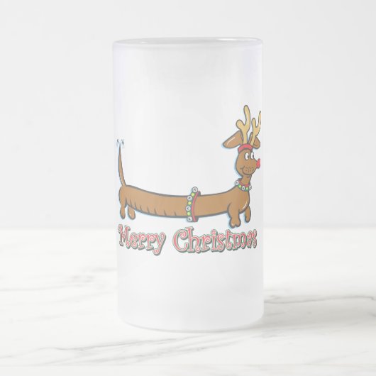 Frohe Weihnachts-Dackel Mattglas Bierglas (Mittel)