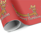 Frohe Weihnachts-Dackel mit Antlern Geschenkpapier (Rolleneckpunkt)