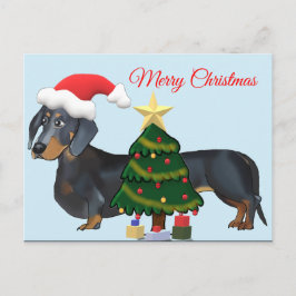 Frohe Weihnachts-Dackel mit Tree Card Postkarte