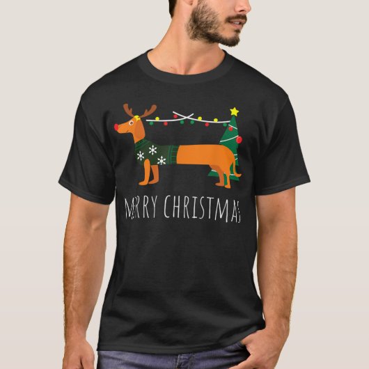 Frohe Weihnachts-Dackel Reindeer Dog Christmas G T-Shirt (Vorderseite)