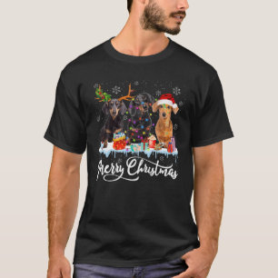 Frohe Weihnachts-Dackel Santa Light Rentier Hund T-Shirt