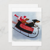 Frohe Weihnachts-Dackel Sleigh Card Feiertagskarte (Vorne/Hinten)