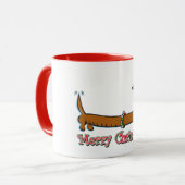 Frohe Weihnachts-Dackel Tasse (Vorderseite Links)