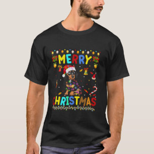 Frohe Weihnachts-Dackel Weihnachtsmannmütze Lights T-Shirt