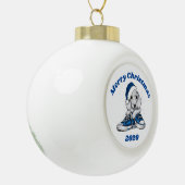 Frohe Weihnachts-Dackel Welpe Keramik Kugel-Ornament (Links)