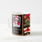 Frohe Weihnachts-Daddy-Familienfoto-Vorlage Kaffeetasse (Vorderseite Links)