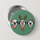Frohe Weihnachts-Dalmatiner-Hunde Button (Vorne & Hinten)