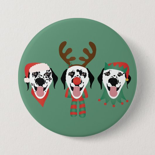 Frohe Weihnachts-Dalmatiner-Hunde Button (Vorderseite)