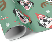 Frohe Weihnachts-Dalmatiner-Hunde Geschenkpapier (Rolleneckpunkt)