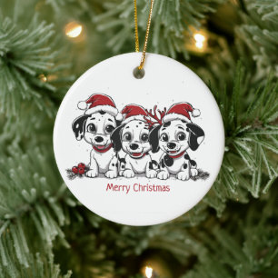 Frohe Weihnachts-Dalmatiner-Hunde Keramik Ornament