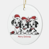 Frohe Weihnachts-Dalmatiner-Hunde Keramik Ornament (Links)