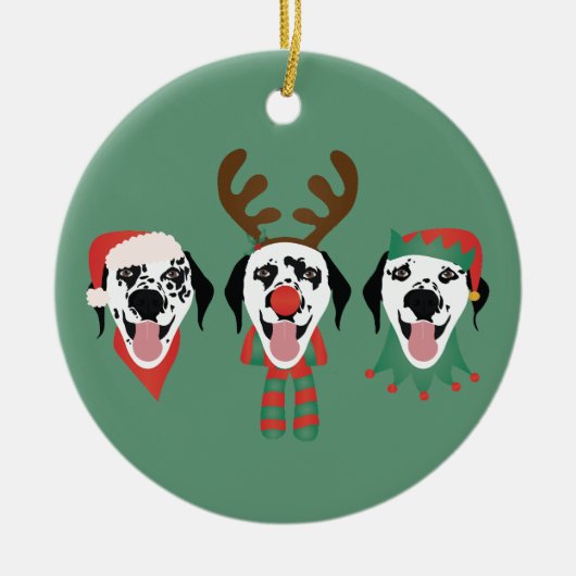 Frohe Weihnachts-Dalmatiner-Hunde Keramik Ornament (Vorne)