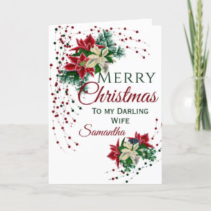 Frohe Weihnachts Darling Ehefrau Poinsettia Blume Feiertagskarte