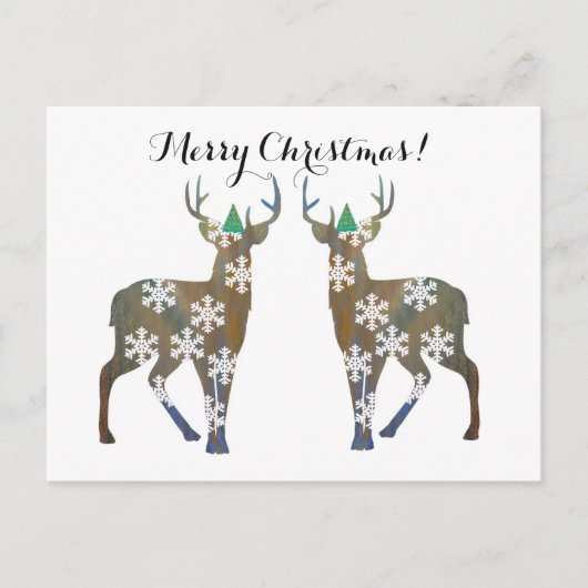 Frohe Weihnachts-Deer-Postkarte Feiertagspostkarte (Vorderseite)