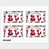 Frohe Weihnachts dekorative Red Fox Familie Nordic Rechteckiger Aufkleber (Blatt)
