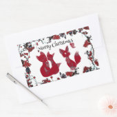 Frohe Weihnachts dekorative Red Fox Familie Nordic Rechteckiger Aufkleber (Umschlag)
