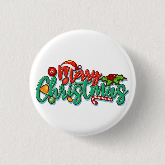 Frohe Weihnachts-dekorative Typografie-Script Button (Vorderseite)
