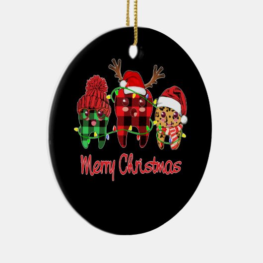 Frohe Weihnachts Dental Assistant Tooth Leopard Keramik Ornament (Rechts)