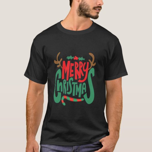 Frohe Weihnachts-Design schwarzes Hemd T-Shirt (Vorderseite)