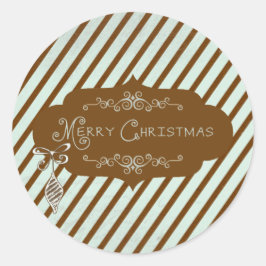 Frohe Weihnachts-Diagonal Stripe-Round-Aufkleber Runder Aufkleber