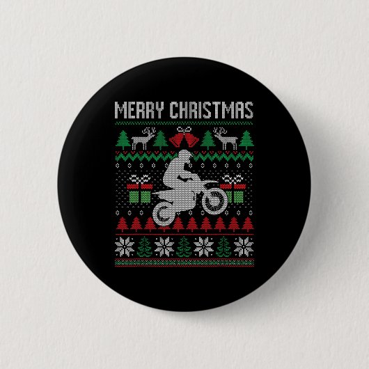Frohe Weihnachts-Dirt-Bike Santa Funny Familienspi Button (Vorderseite)