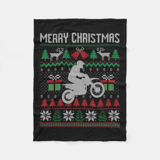 Frohe Weihnachts-Dirt-Bike Santa Funny Familienspi Fleecedecke (Vorderseite)