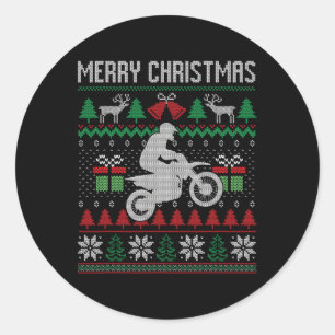 Frohe Weihnachts-Dirt-Bike Santa Funny Familienspi Runder Aufkleber