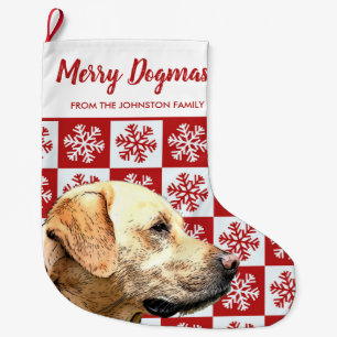Frohe Weihnachts Dogmas Gelbe Labrador Festive Red Großer Weihnachtsstrumpf