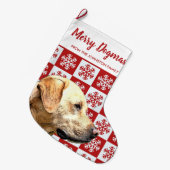 Frohe Weihnachts Dogmas Gelbe Labrador Festive Red Großer Weihnachtsstrumpf (Vorderansicht (hängend))