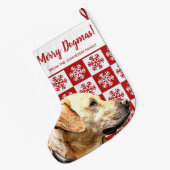 Frohe Weihnachts Dogmas Gelbe Labrador Festive Red Großer Weihnachtsstrumpf (Rückseite (Hängend))