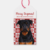Frohe Weihnachts Dogmas Rottweiler Festival Red Geschenkanhänger (Rückseite)