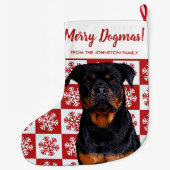Frohe Weihnachts Dogmas Rottweiler Festive Red Dog Großer Weihnachtsstrumpf (Rückseite)