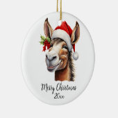 Frohe Weihnachts-Donkey in Weihnachtsmannmütze Hol Keramik Ornament (Rechts)