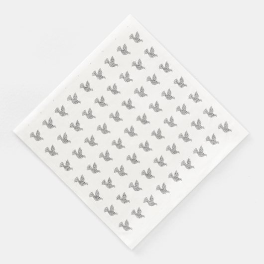 Frohe Weihnachts-Dove-Typografie Schwarz-weiß Serviette (Ecke)