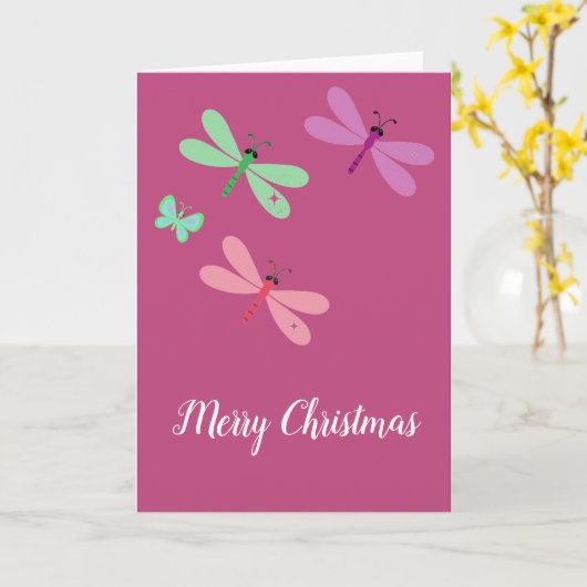 Frohe Weihnachts-Dragonflies-Karte Karte (Gelbe Blume)