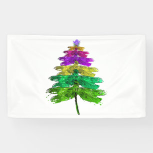 Frohe Weihnachts-Dragonfly Weihnachtsbaum T Shirt Banner