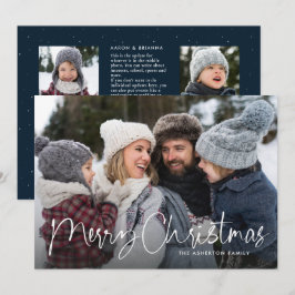 Frohe Weihnachts-Drehbuch Familie Newsletter blau Feiertagskarte
