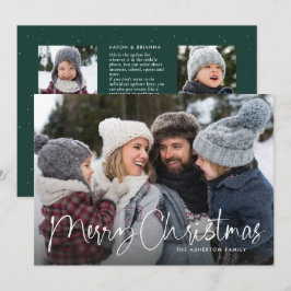 Frohe Weihnachts-Drehbuch Familie Newsletter grün Feiertagskarte