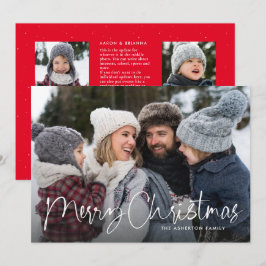 Frohe Weihnachts-Drehbuch Familie Newsletter rot Feiertagskarte